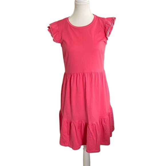 Kate Spade New York Deep Coral Pink Knit Short Trapeze Dress 2 Pocket Size Small - Picture 1 of 12